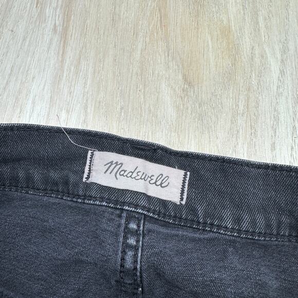 Madewell Black Stretch Denim Straight Raw Hem Casual Frayed Denim Mini Skirt 32 - Picture 7 of 13